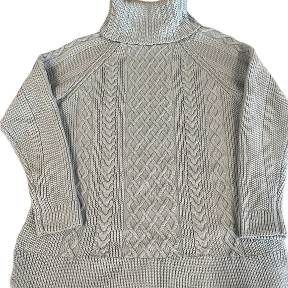 Talbots cable knit ribbed turtle neck sweater, size large petite, light … - Picture 9 of 9